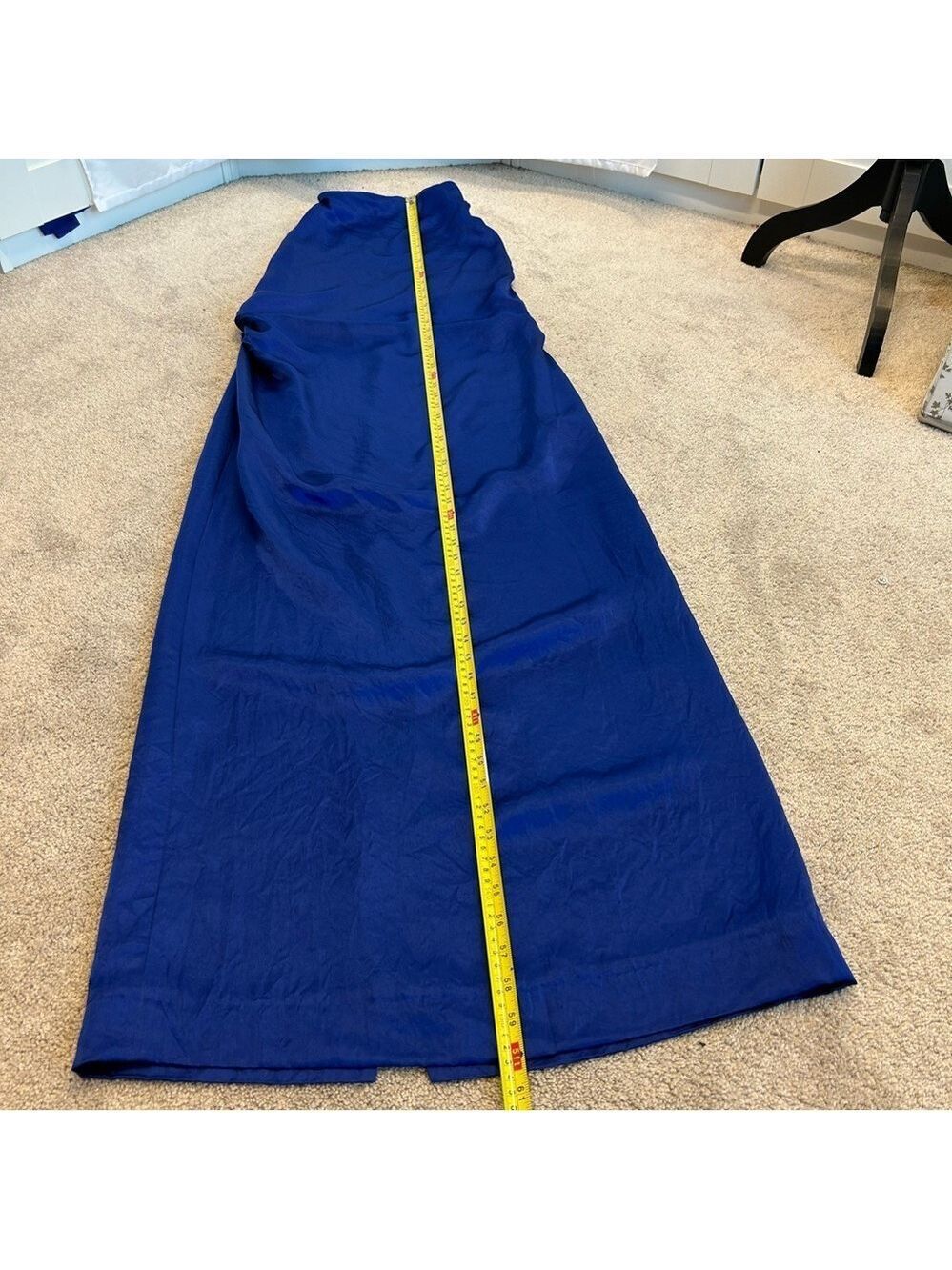 Zara women collection blue wrinkle satin effect open back halter top maxi dress - Picture 10 of 14